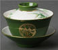 翡翠绿骨瓷功夫茶具盖碗三才碗茶碗对碗礼品瓷